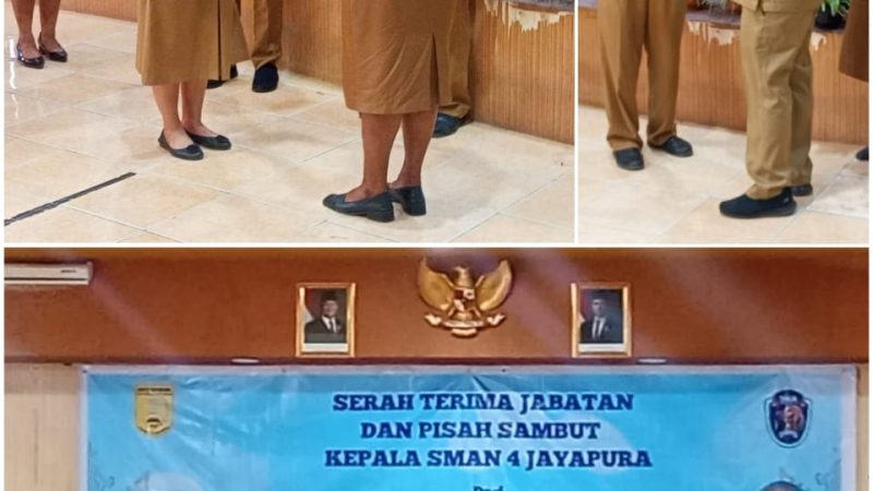 Sertijab dan Pisah sambut Kepala Sekolah SMAN 4 Kota Jayapura dari Bapak Anton Djoko Martono, S.Pd, M.Pd kepada Ibu. Widya Rusmayanti, S.Pd., M.Pd
