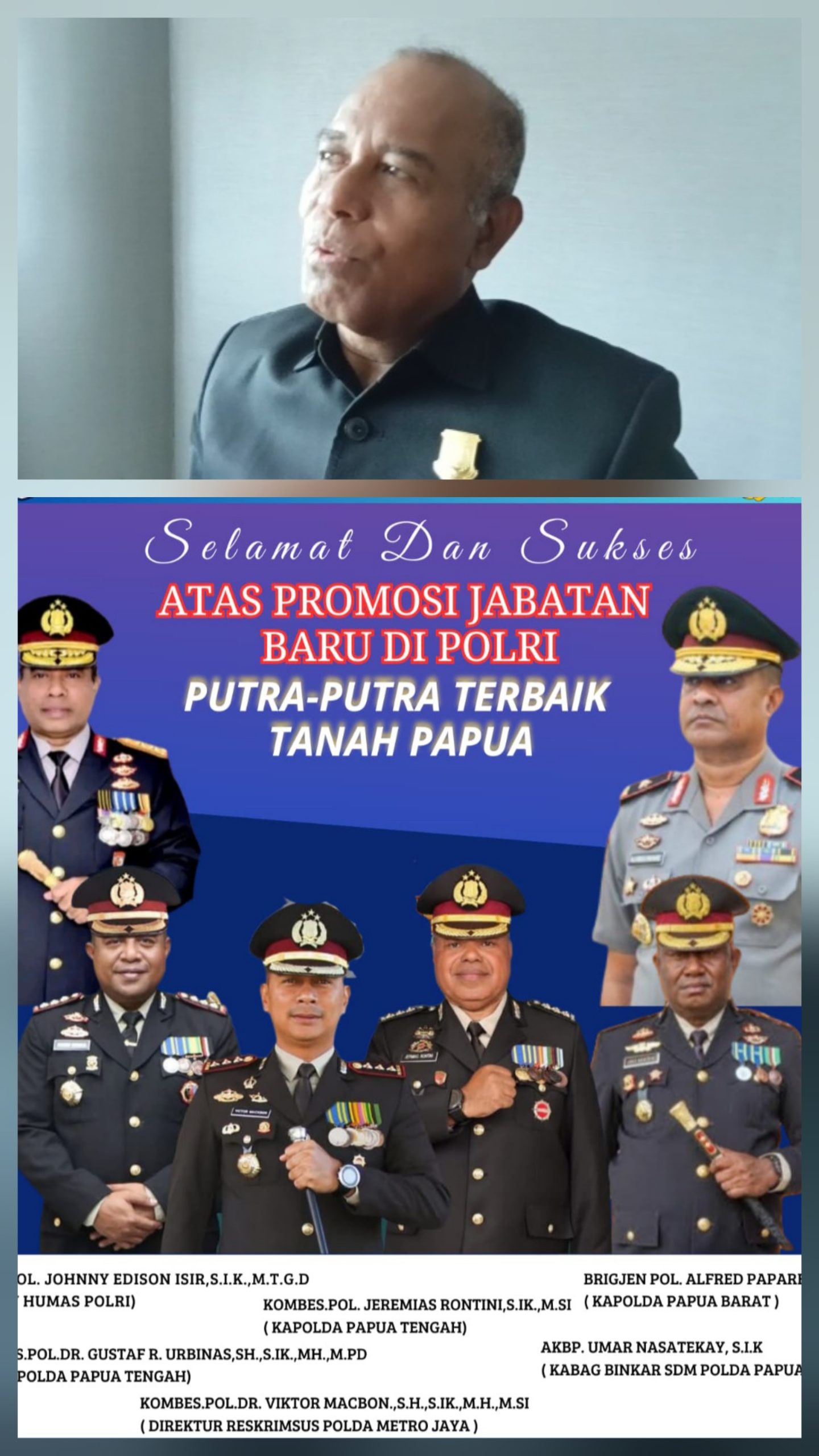 Pimpinan fraksi otsus DPR Papua  harap TNI, Kejaksaan, Kehakiman,BUMN dan Gubernur contoi Kapolri promosi Putra asli Papua pegang Jabatan tinggi